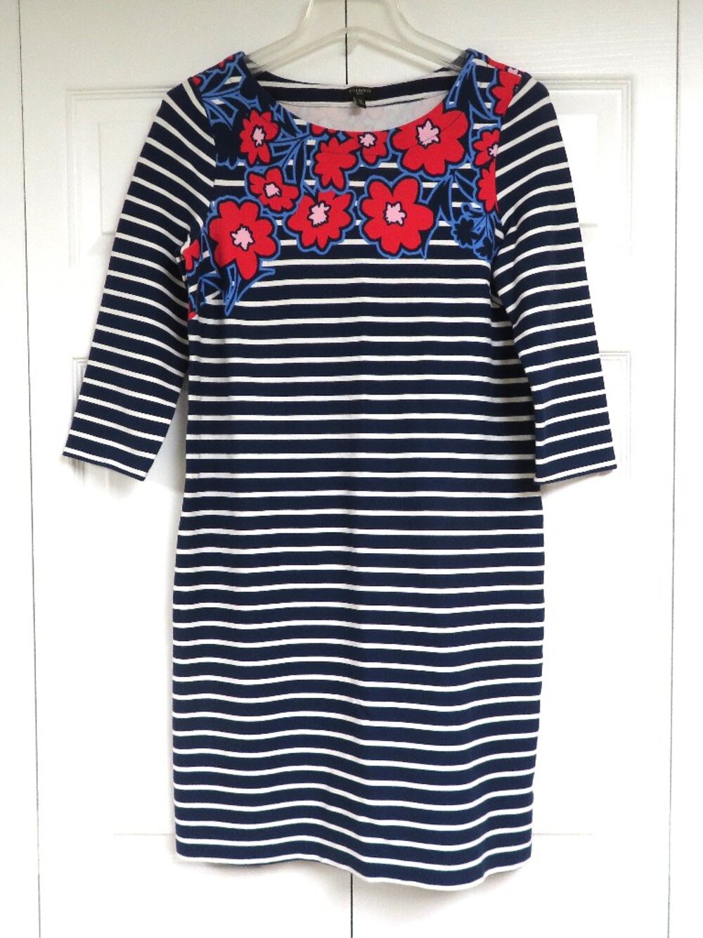 Talbots Nautical Stripe T-Shirt Dress 3/4 Sleeve Size MP